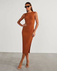 Huston Sleeveless Pleated Knit Midi Dress