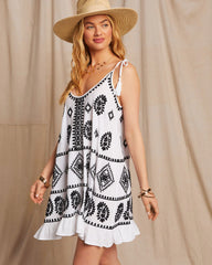 Barbados Embroidered Tassel Mini Dress