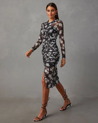 Coleen Mesh Floral Midi Dress