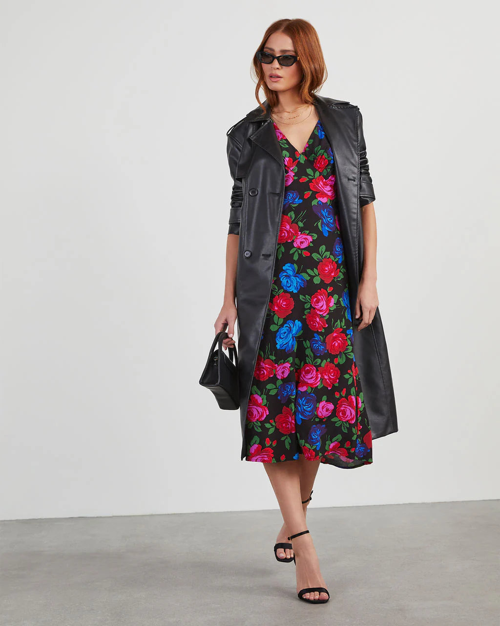 Robbie Satin Floral Midi Dress