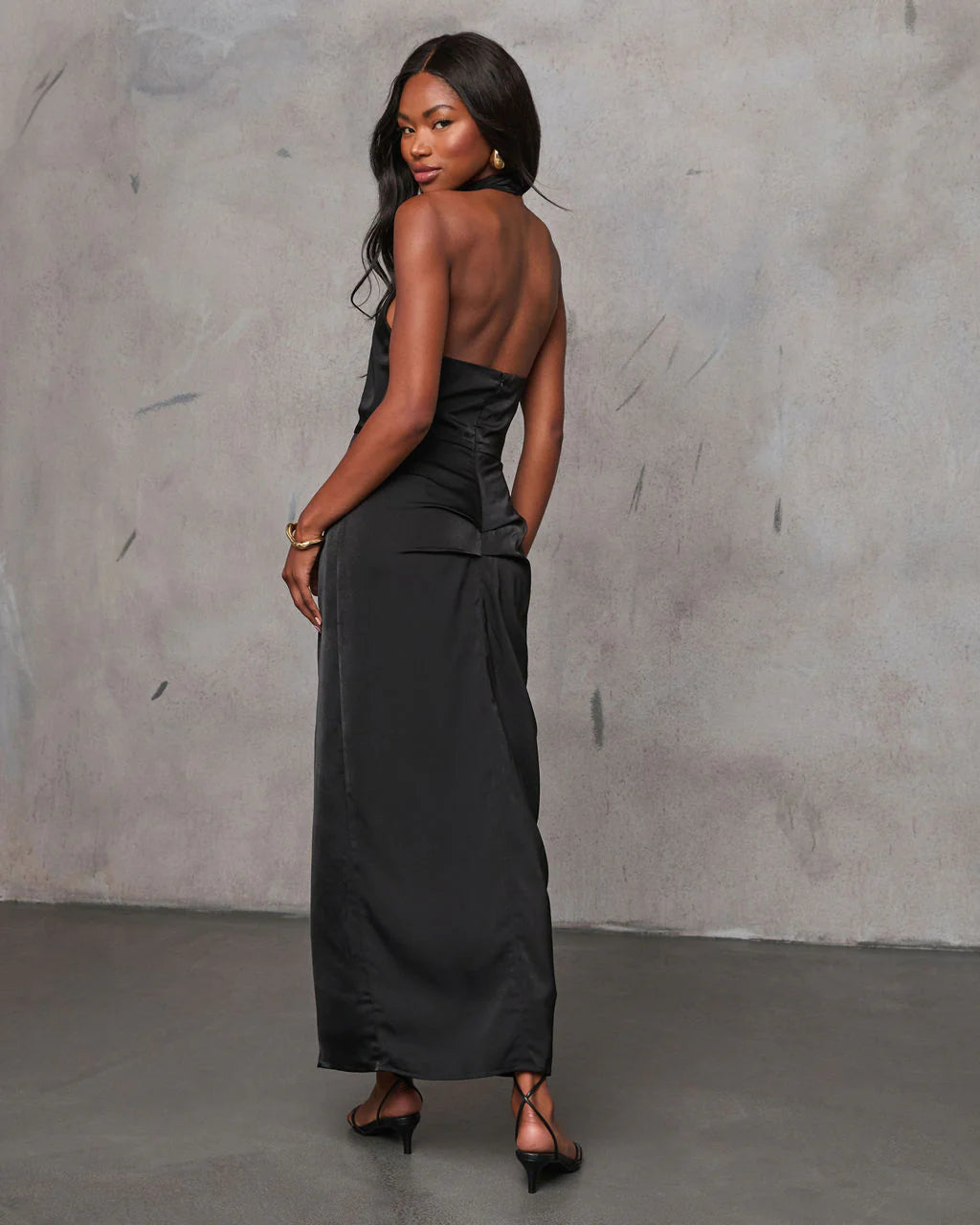 Jaelyn Halter Neck Satin Maxi Dress