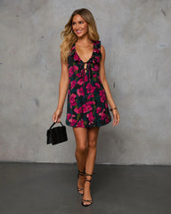 Next To Me Floral Satin Mini Dress