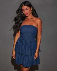 Euro Dreaming Strapless Denim Mini Dress