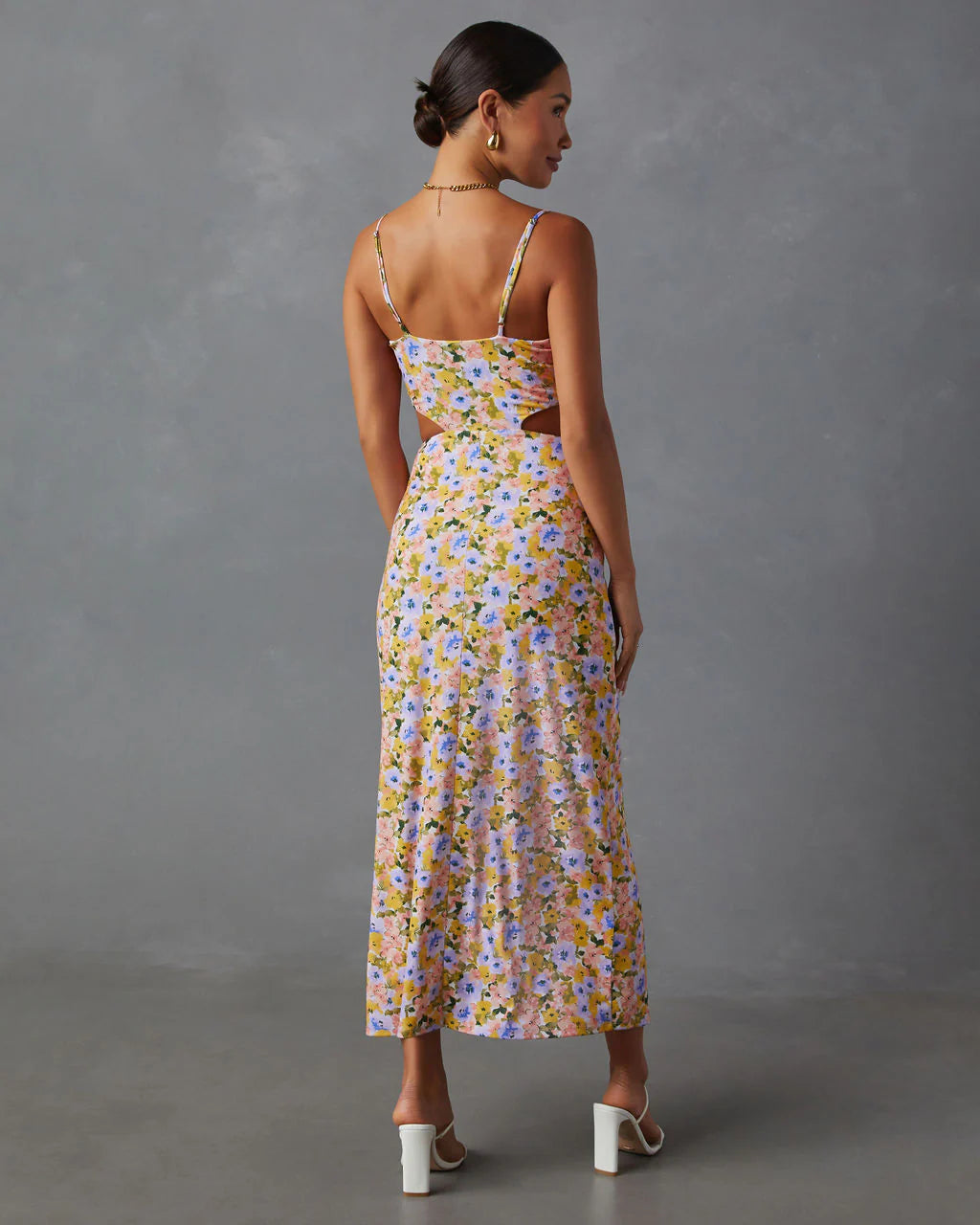 Skylar Side Cutout Floral Print Midi Dress