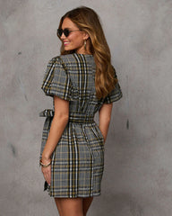 Everleigh Plaid Waist Tie Mini Dress