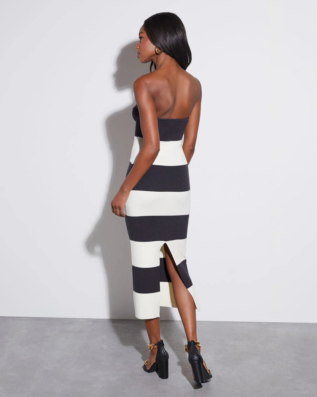 Anika Striped Bodycon Midi Dress