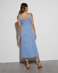 Octavia V-Neck Denim Midi Dress