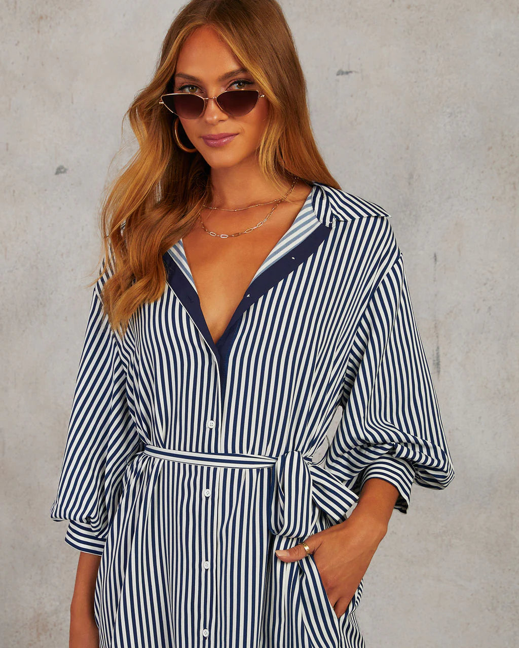 In The Moment Belted Mini Shirt Dress