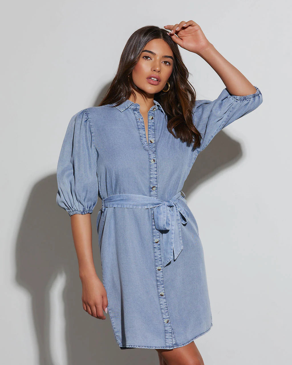 Ballad Short Sleeve Tie Waist Mini Dress