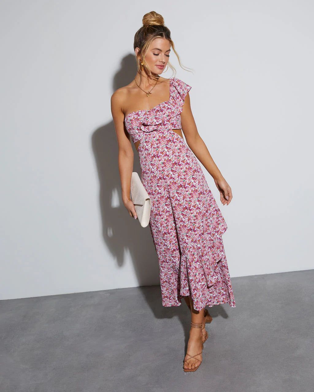 Jolie Floral One Shoulder Maxi Dress