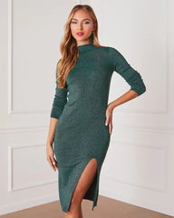 Makenzie Metallic Knit Midi Sweater Dress