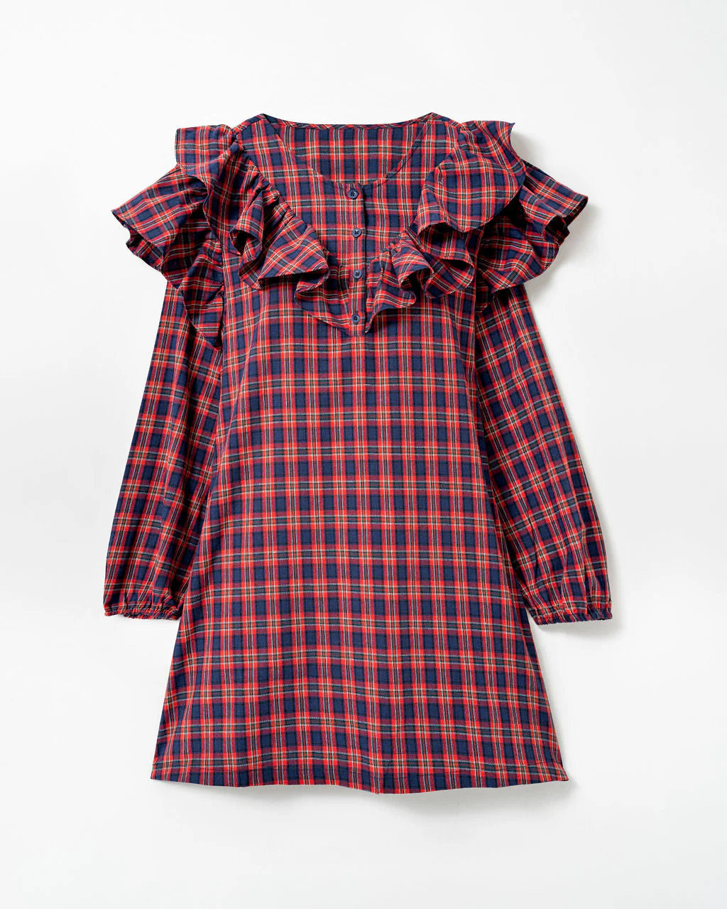 Be Merry Plaid Ruffle Mini Dress