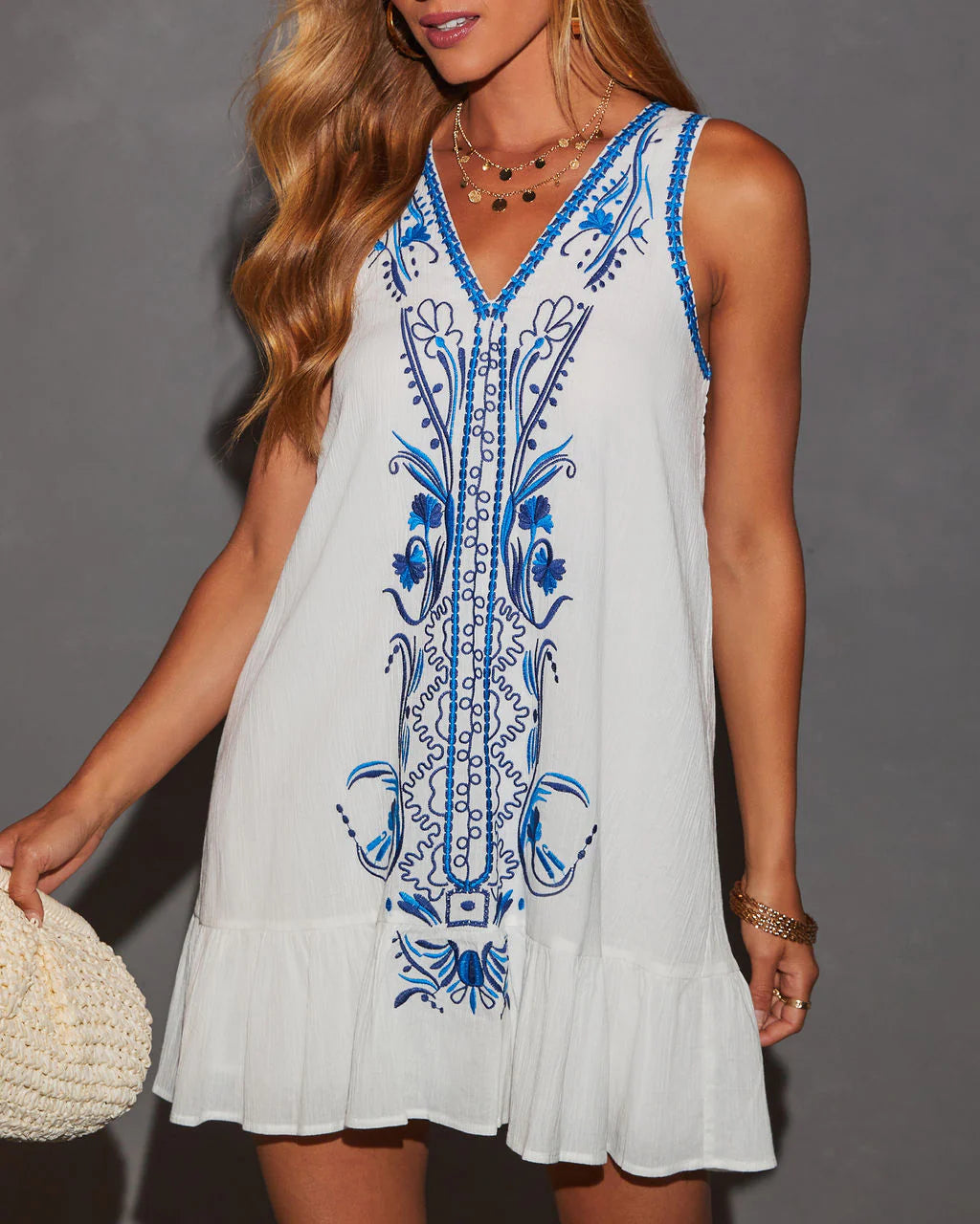 Brixley Embroidered Mini Dress