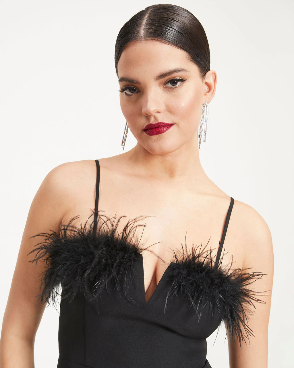 Fancy You Feather Trim Mini Dress