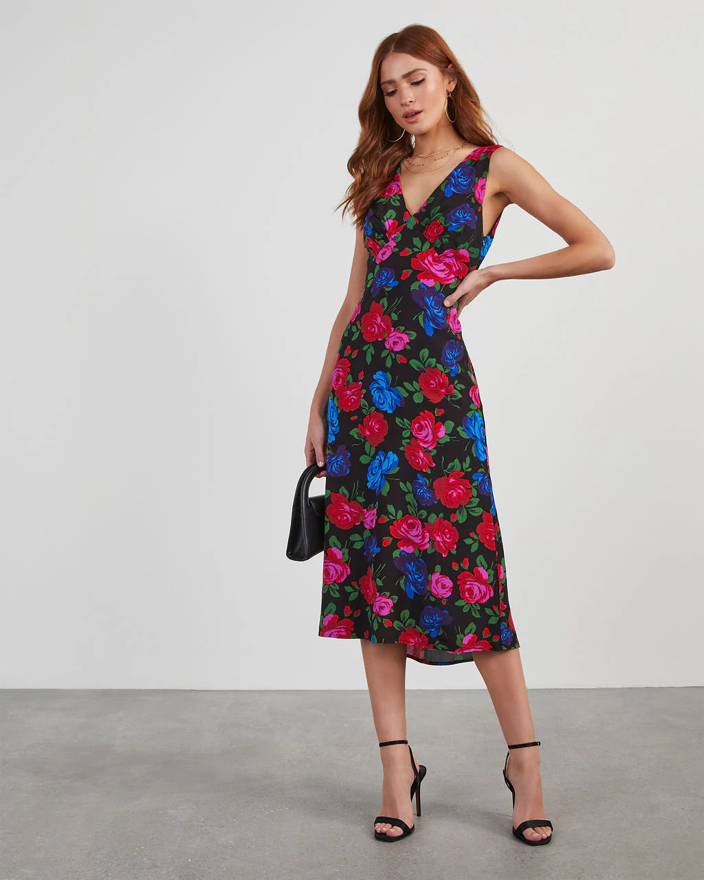 Robbie Satin Floral Midi Dress