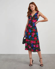 Robbie Satin Floral Midi Dress