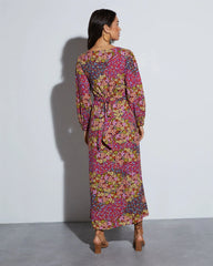 Poise Long Sleeve Floral Wrap Midi Dress