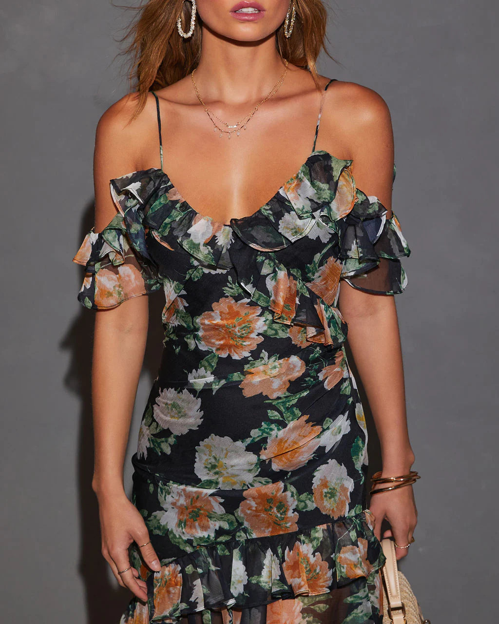 Chelsea Off The Shoulder Ruffle Maxi Dress