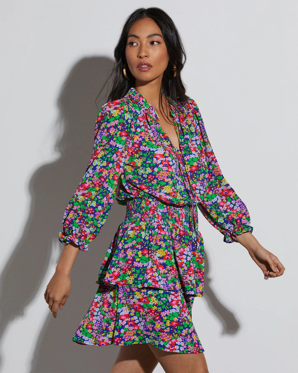 Fatima Floral Tiered Mini Dress