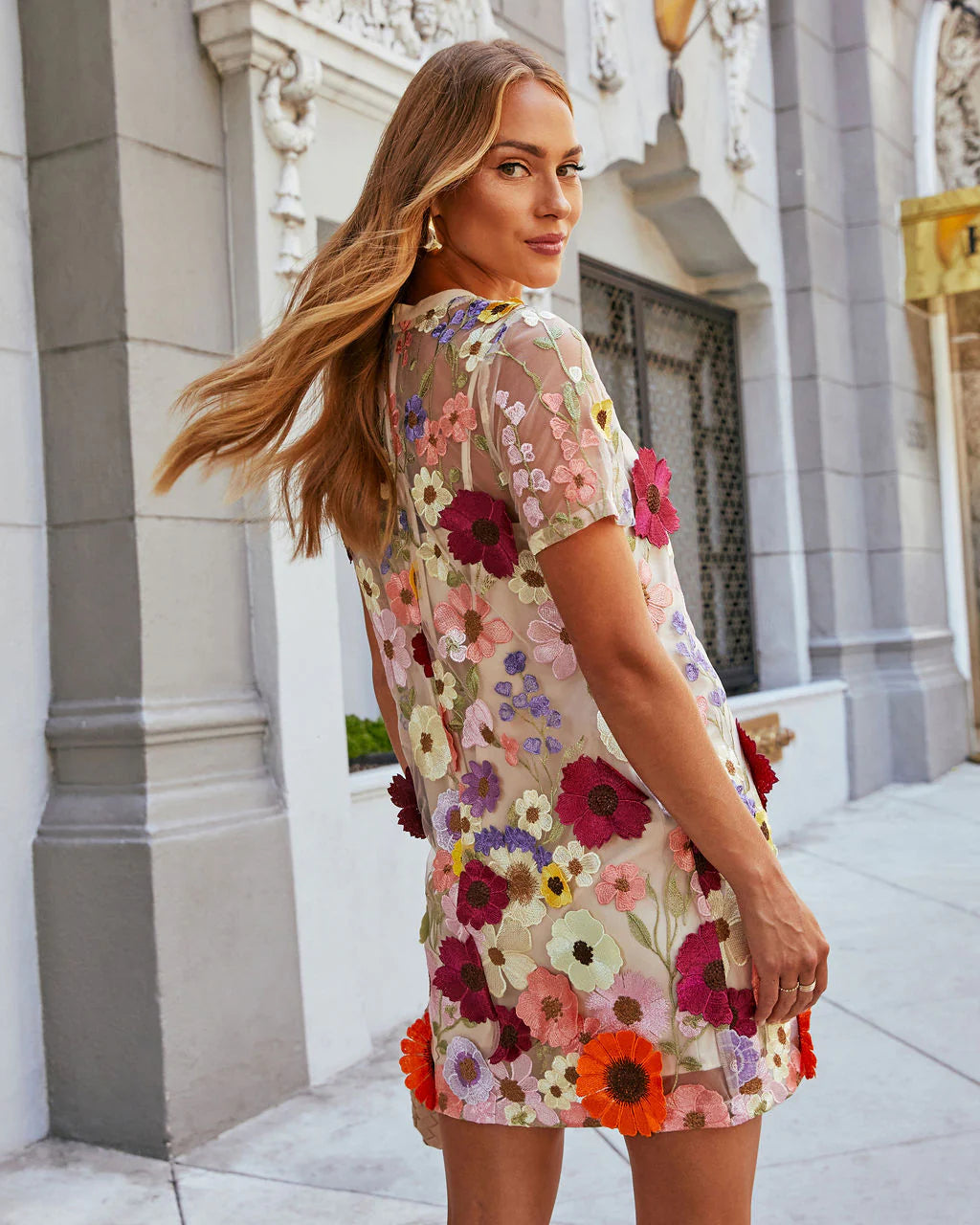 Full Swoon Mesh Floral Shirt Dress