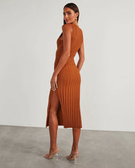 Huston Sleeveless Pleated Knit Midi Dress