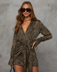 Soft Looks Printed Satin Wrap Mini Dress