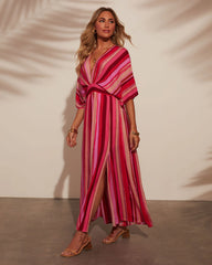 Kadie Striped Kimono Sleeve Maxi Dress