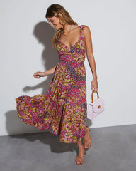 Free Spirited Ditsy Floral Midi Dress