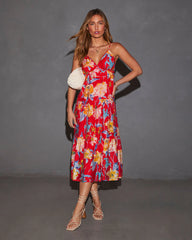 Cynthia Floral V-Neck Tiered Midi Dress