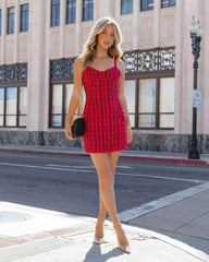 Just Like Me Tweed Plaid Mini Dress