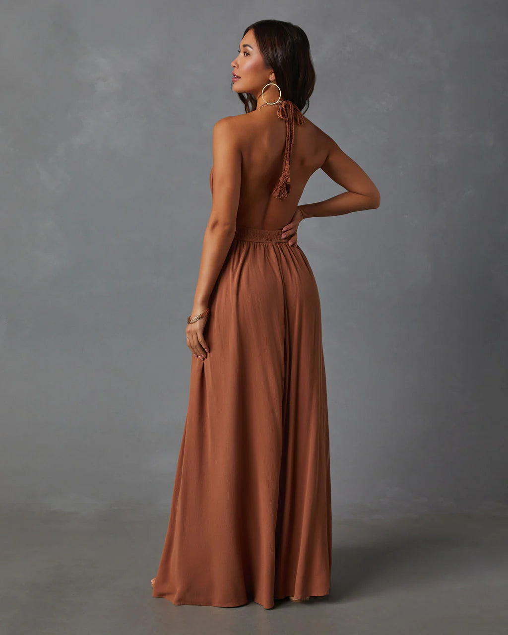 Oriana Pocketed Rope Trim Maxi Dress