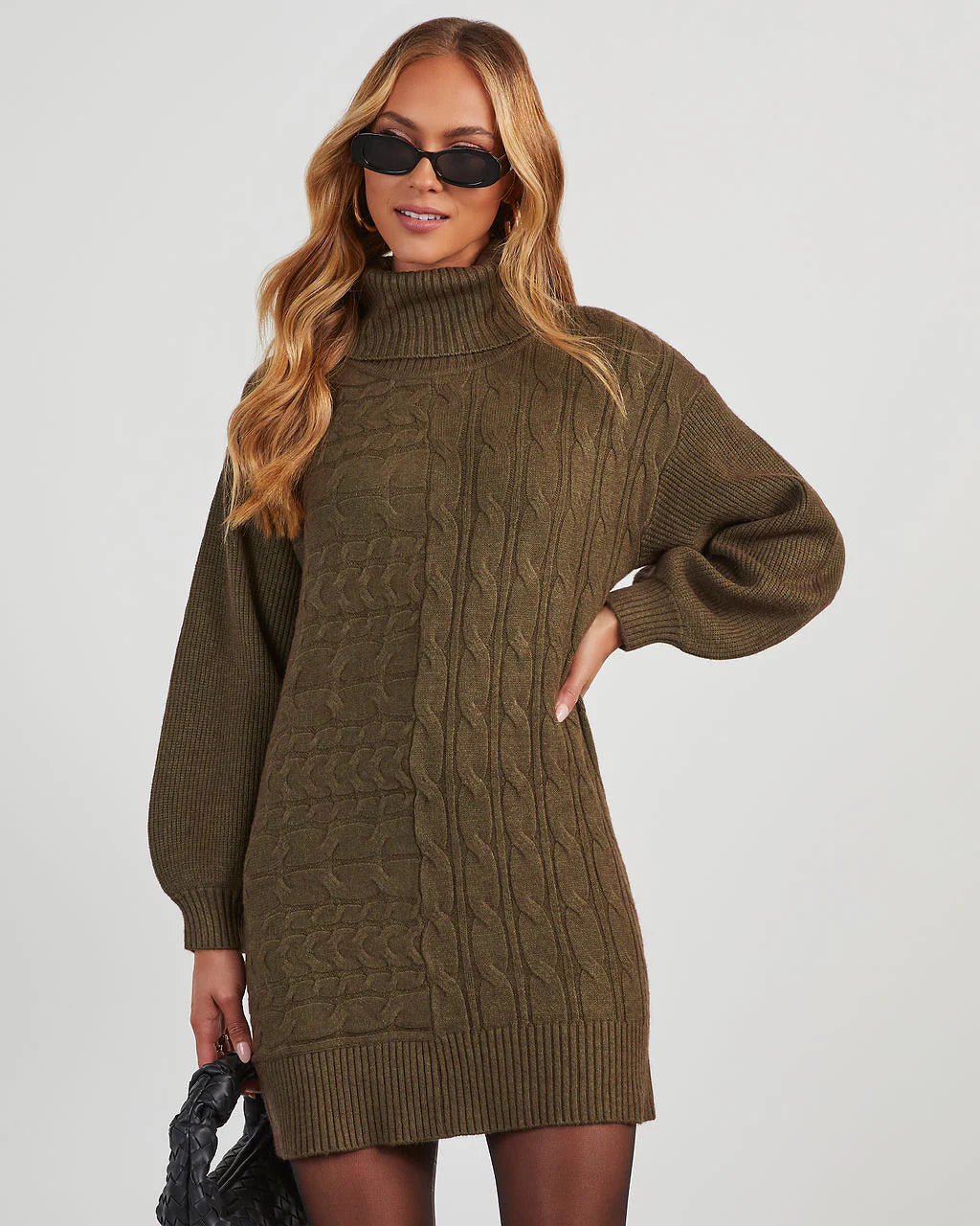 Sherwood Cable Knit Mini Sweater Dress