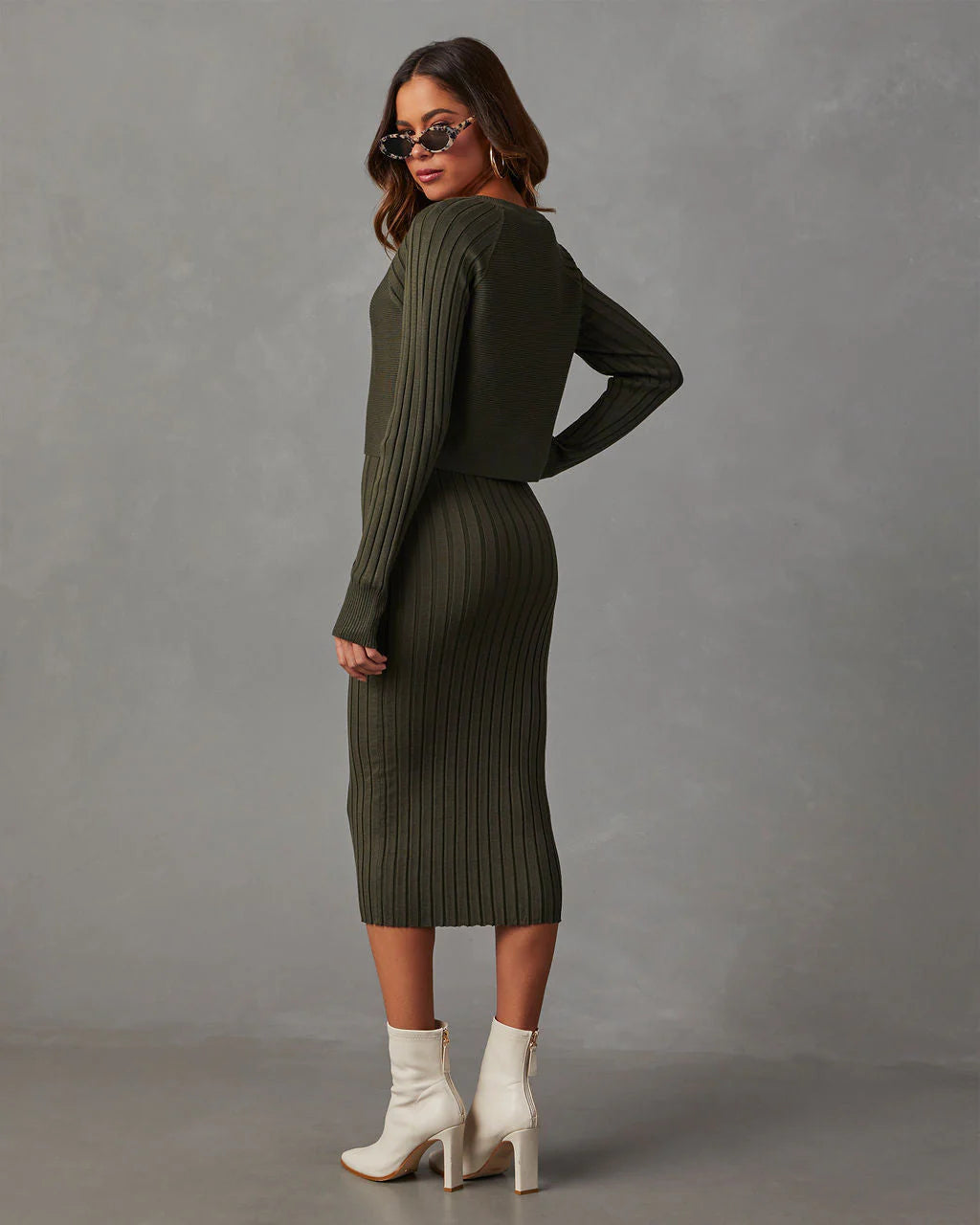 Full Of Surprises Ribbed Knit Midi Dress