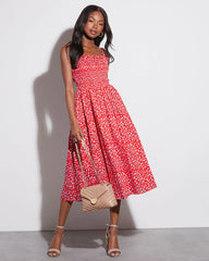 Betsey Smocked Floral Midi Dress