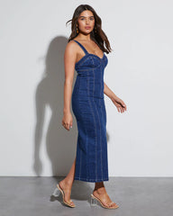 Aubrey Sweetheart Denim Midi Dress