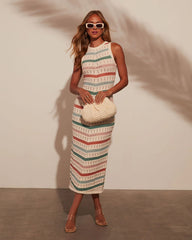 Reyna Chevron Print Tank Midi Dress