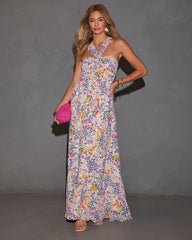 Aulani Halter Neck Printed Empire Maxi Dress