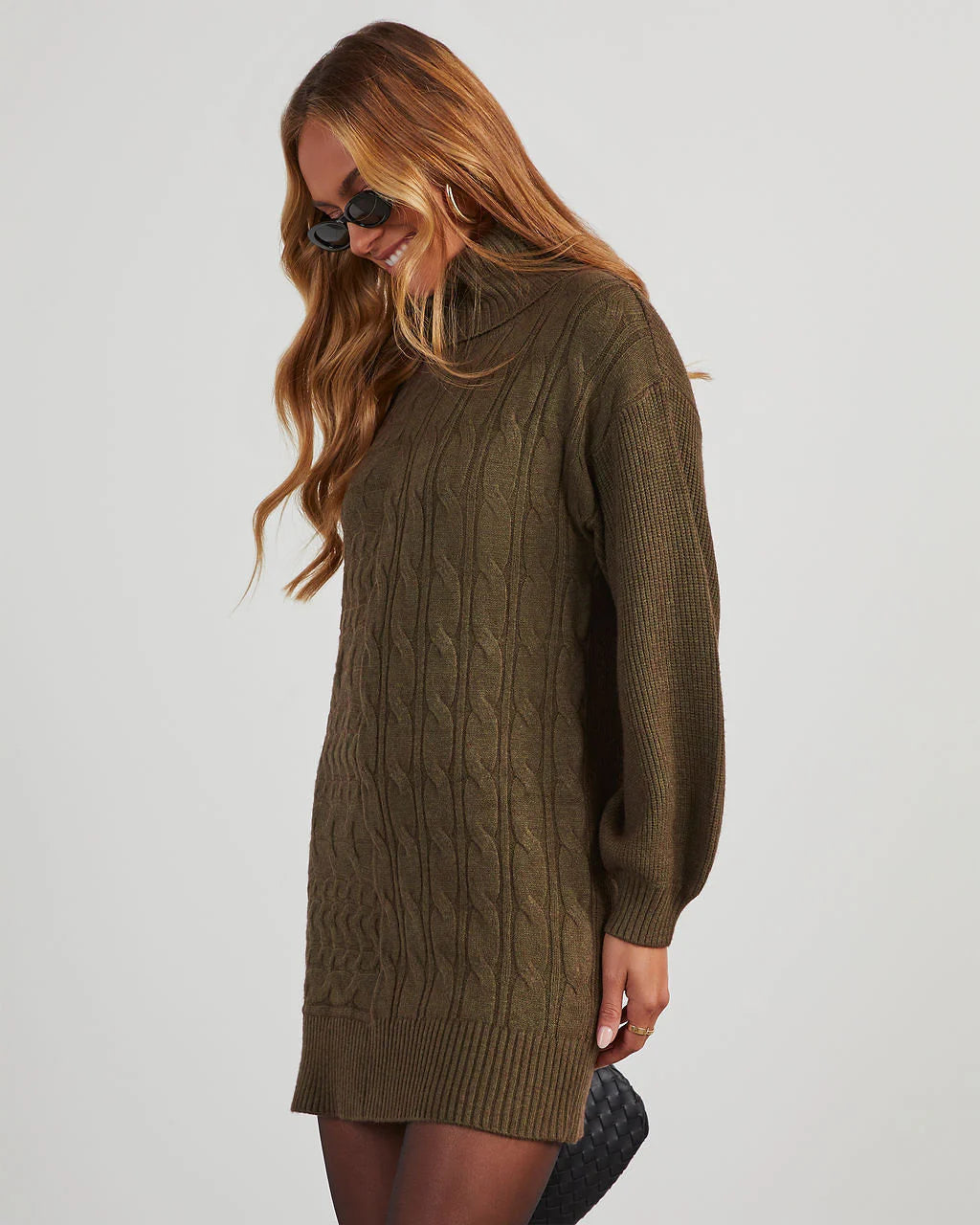 Sherwood Cable Knit Mini Sweater Dress