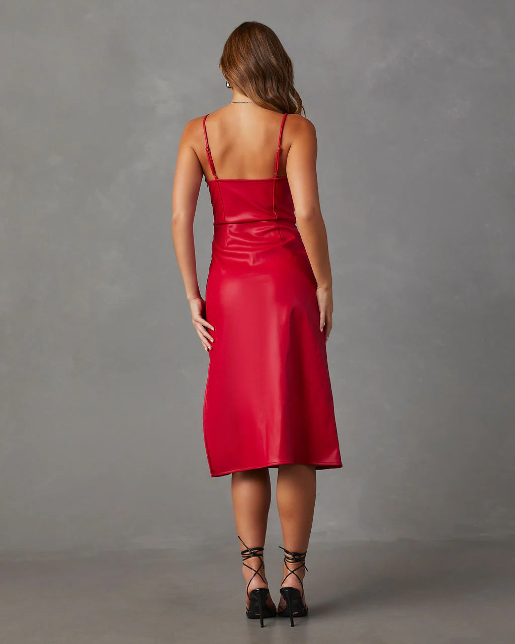 Lovette Faux Leather Midi Dress