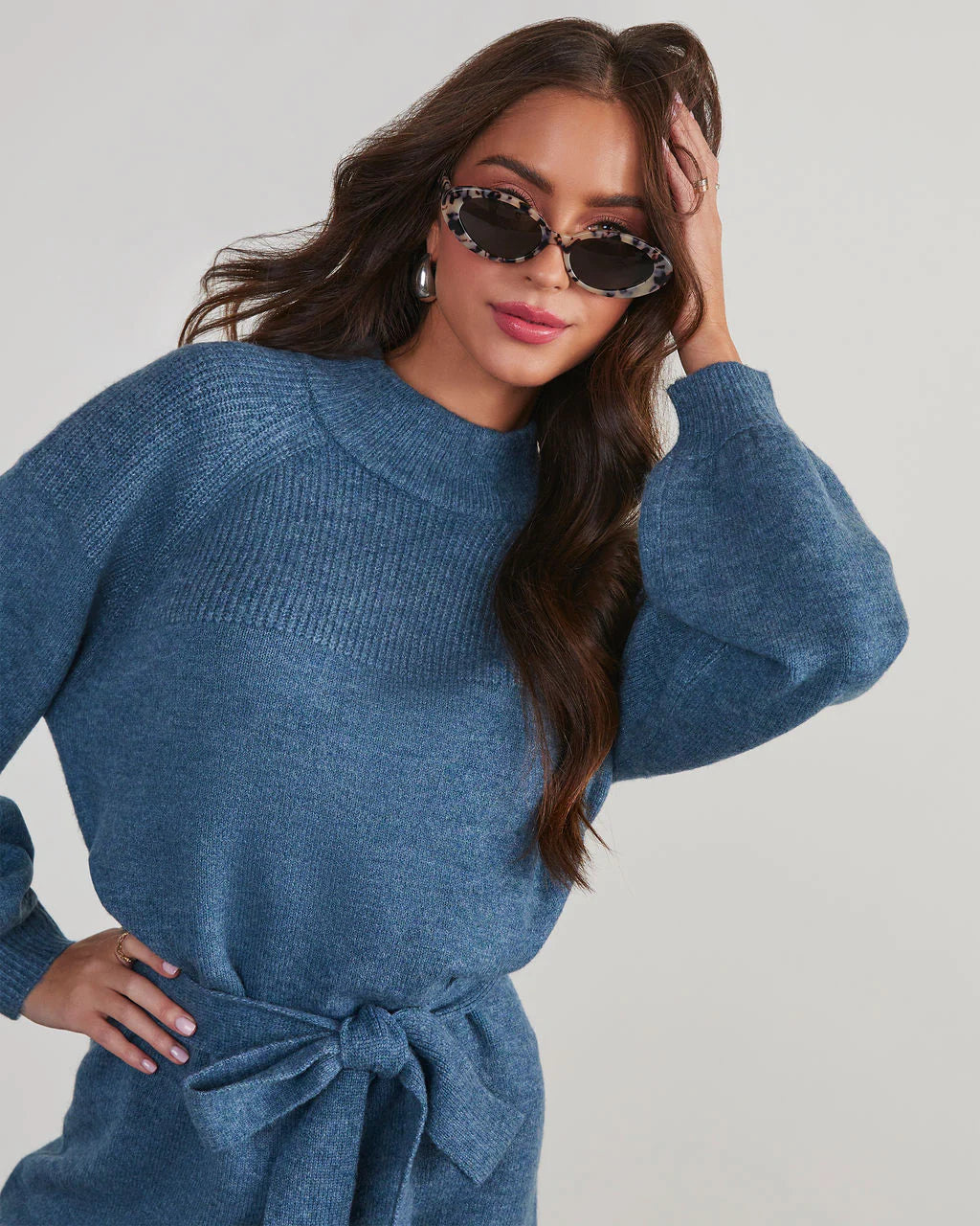 Caitlin Long Sleeve Tie Waist Sweater Dress