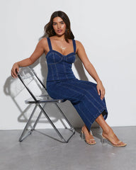 Aubrey Sweetheart Denim Midi Dress