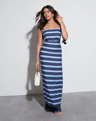 South Beach Cutout Striped Maxi Dress