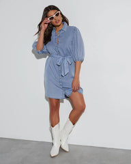 Ballad Short Sleeve Tie Waist Mini Dress