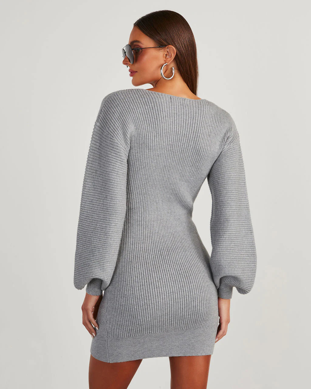 Fall Is Mine Ribbed Mini Sweater Dress