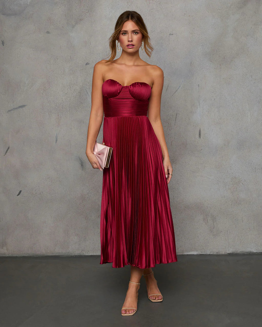 Leanna Strapless Bustier Satin Maxi Dress