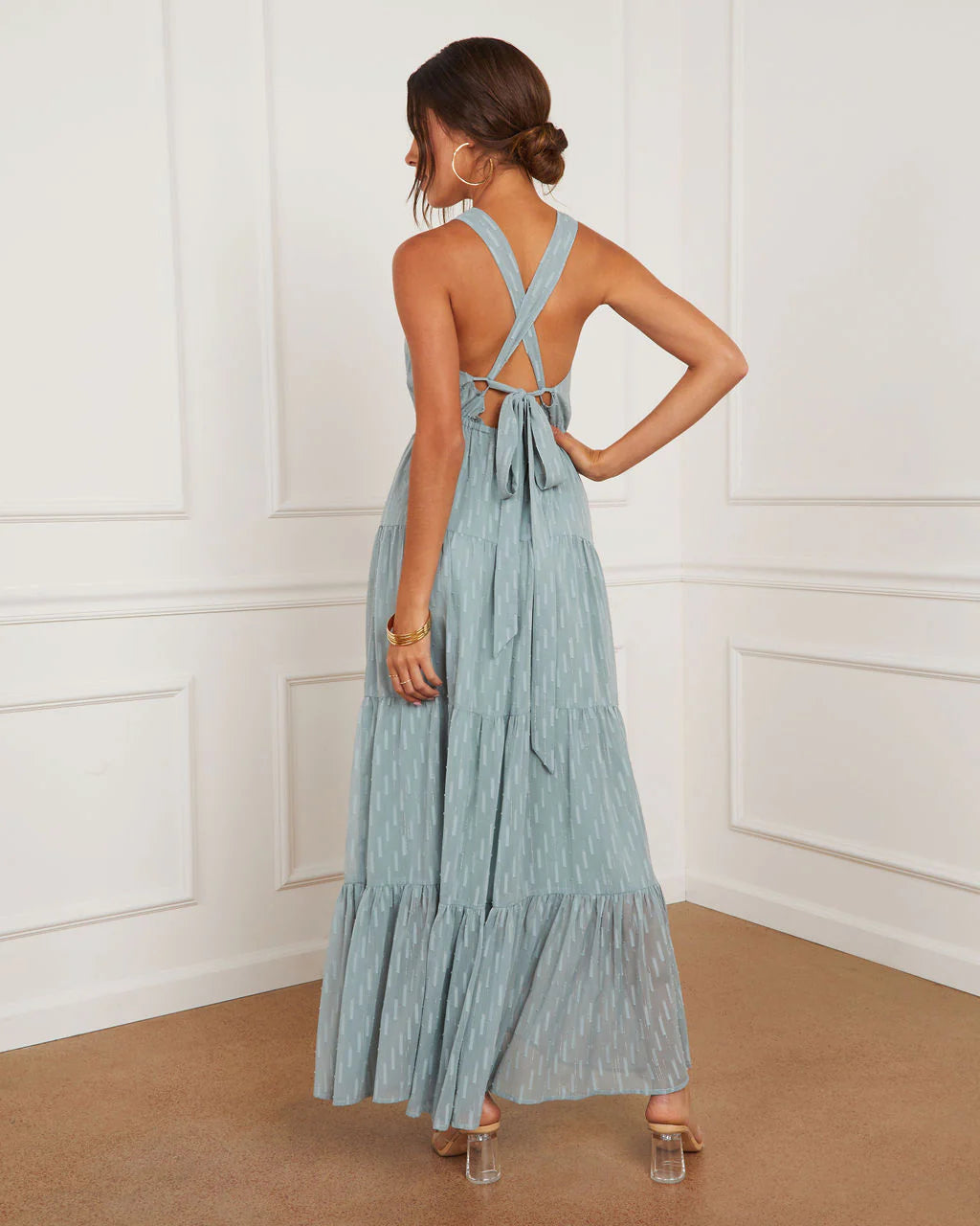 Rhea Tiered Criss-Cross Back Maxi Dress