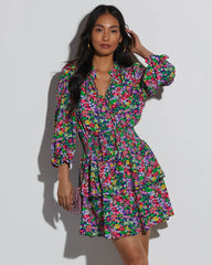 Fatima Floral Tiered Mini Dress