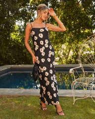 Picking Petals Satin Floral Maxi Dress