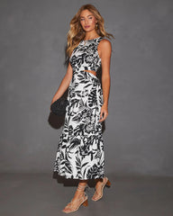 Malakai Tropical Print Midi Dress