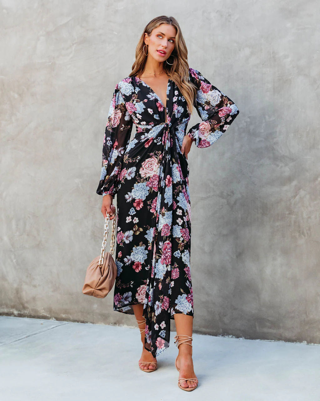 Holley Floral Twist Front Maxi Dress